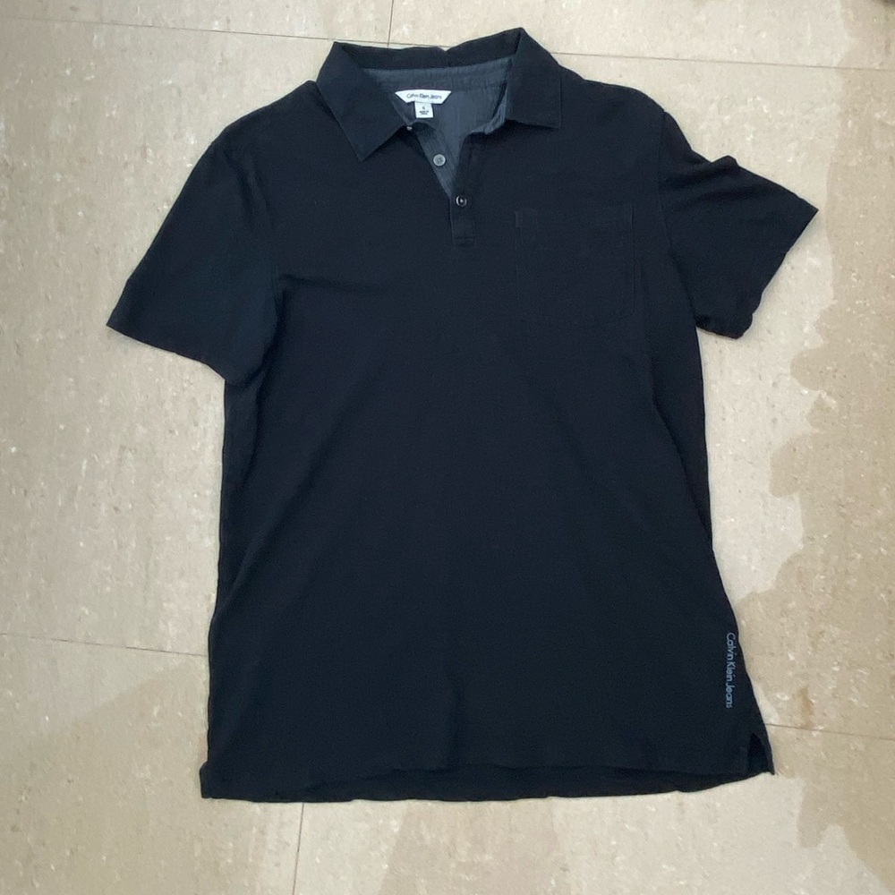Calvin Klein Black cotton polo short sleeves Sz S - Picture 5 of 6